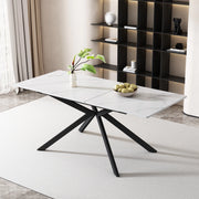 Tavolo allungabile con design a croce e effetto marmo per sala da pranzo e soggiorno in MDF e metallo nero bianco