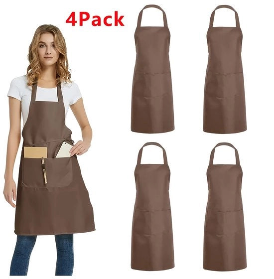 Set di 4 grembiuli unisex - Grembiuli in tessuto scuro con 2 tasche, adatti per cucina, fai da te, grigliare, dipingere e cucinare.