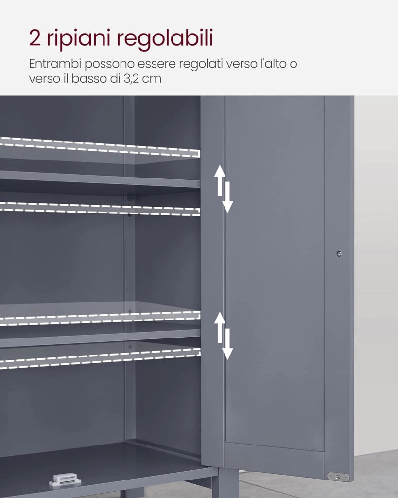 VASAGLE BCB60GY - Mobile da bagno su piedi, armadio con 2 ripiani regolabili, 30 x 60 x 80 cm, colore: Grigio