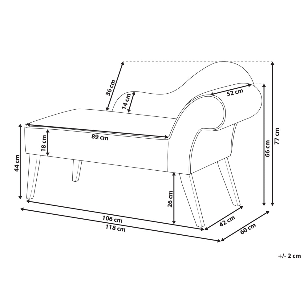Chaise longue in tessuto senape versione destra gambe in legno scuro stile retrò