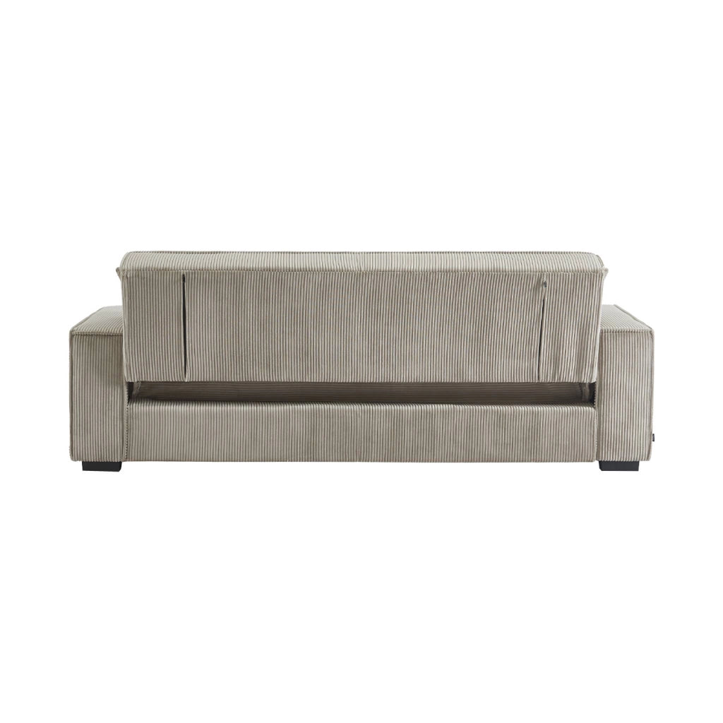 Divano letto in velluto a coste, 3 posti, beige