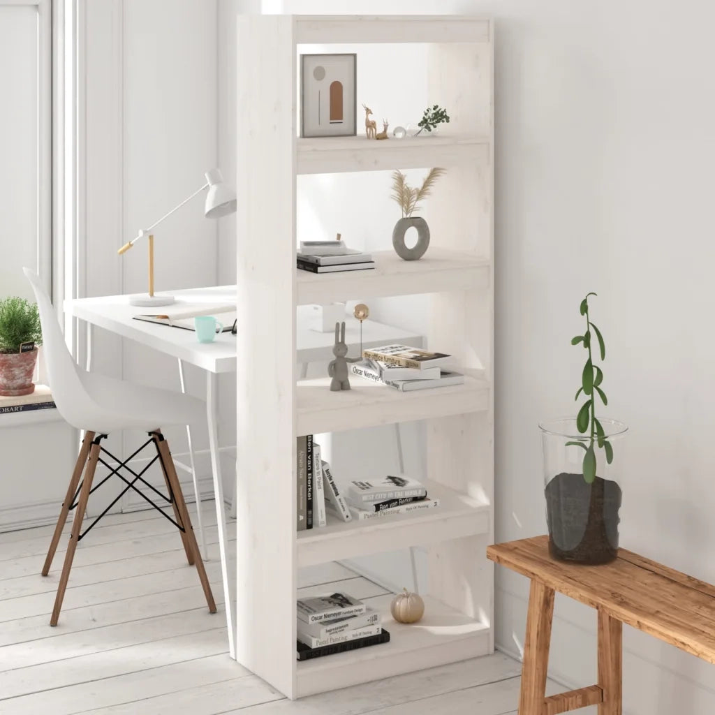 Libreria/Divisorio Bianco 60x30x167,5 cm in Massello di Pino 808174