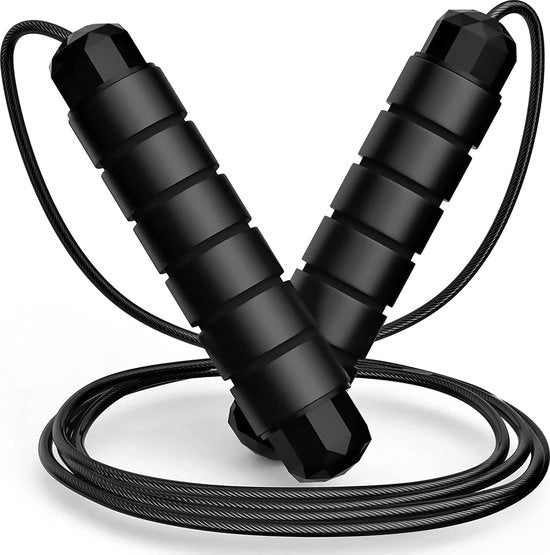 Tiro a Funnello per Crossfit - con Cavo Regolabile e Gommi d'Assorbimento - Nero - 2,8 m - Lunghezza per Adulti e Bambini - con Manico Antiscivolo in Gomma di Schiuma - Tiro a Funnello in Acciaio