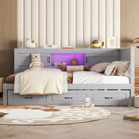 Divano letto daybed - Xylo - 140x200 cm LED USB contenitore grigio