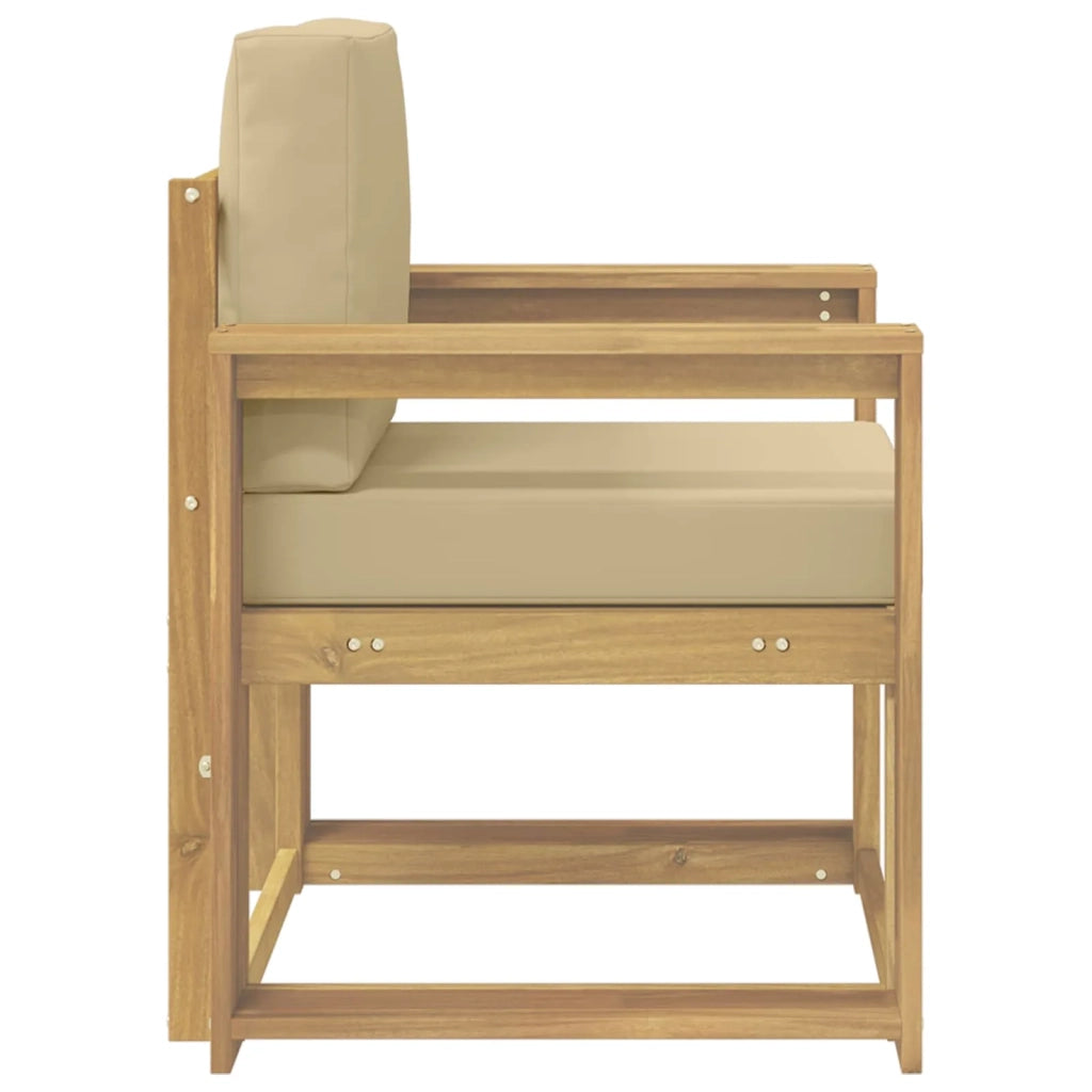 2 Pezzo Set di divani da esterno-Sofa da giardino Poliestere Bianco e Beige 212815