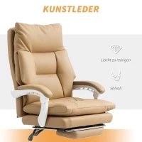 Sedia da Ufficio Ergonomica con Supporto Lombare, Bracciolo Pieghevole, Poggiapiedi Marrone Chiaro