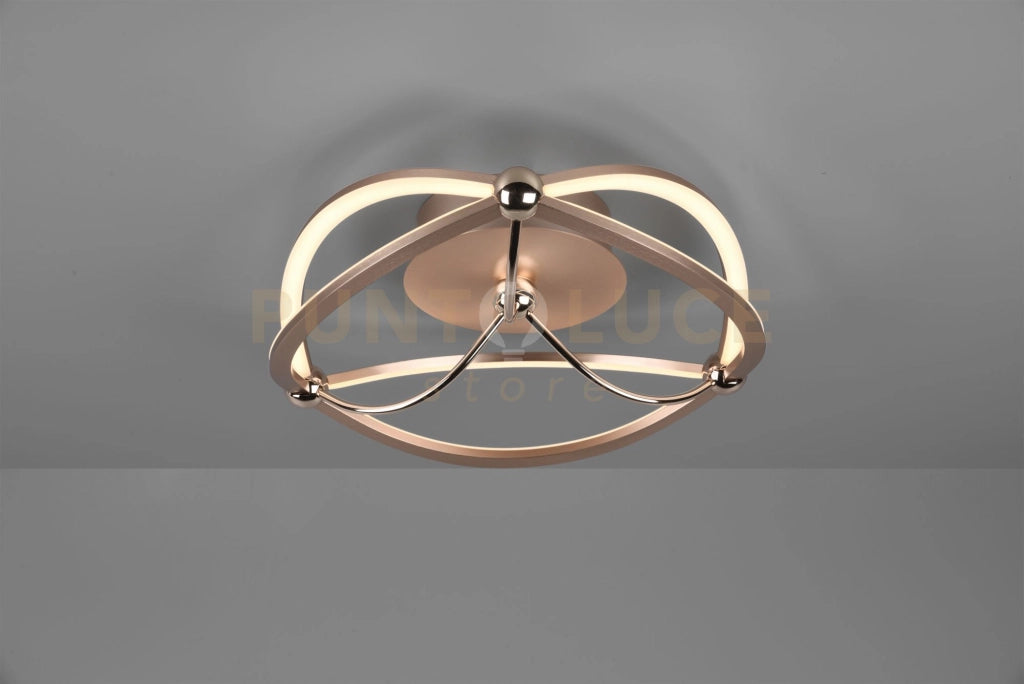 CHARIVARI PLAFONIERA LED 20W · 1x 2500lm, 3000K OTTONE SATINATO ELLISSI DIMMERABILE CON INTERRUTTORE D. 41CM