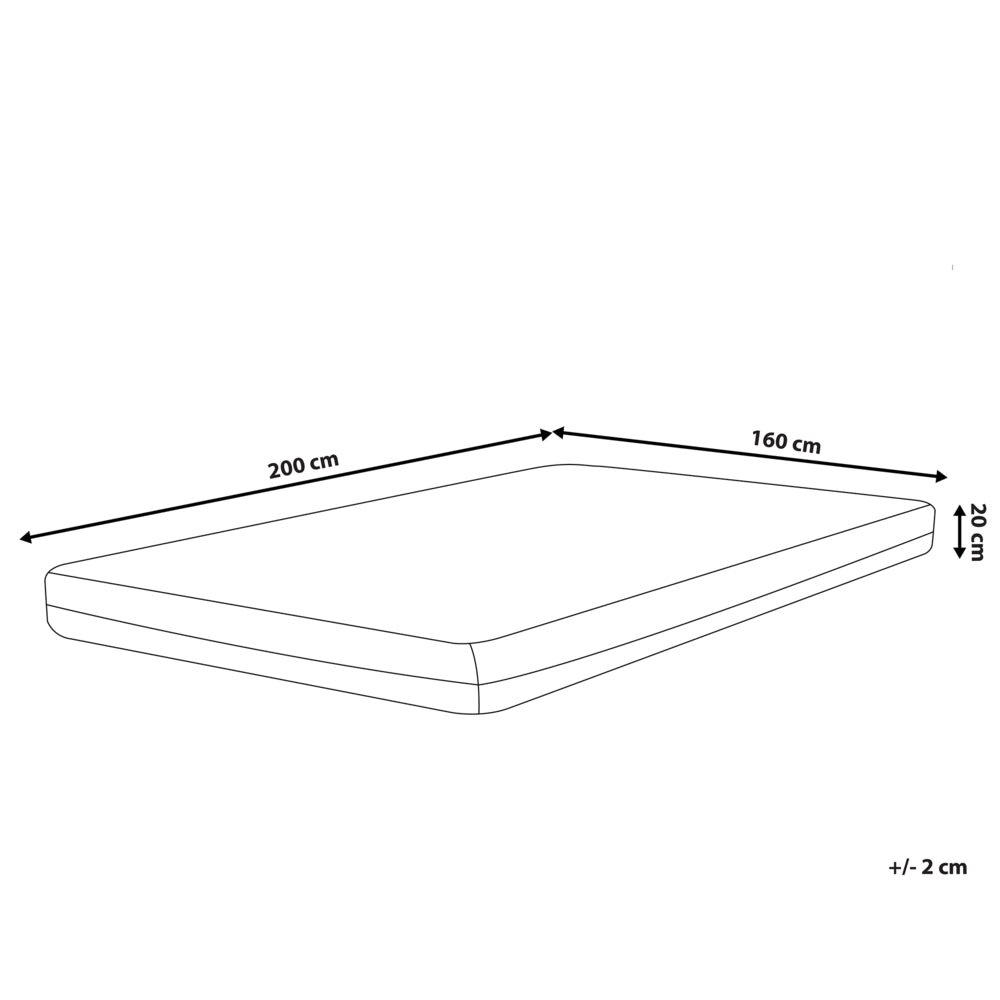 Materasso in Memory Foam Bianco con Tessuto Grigio Duro 160 x 200 cm