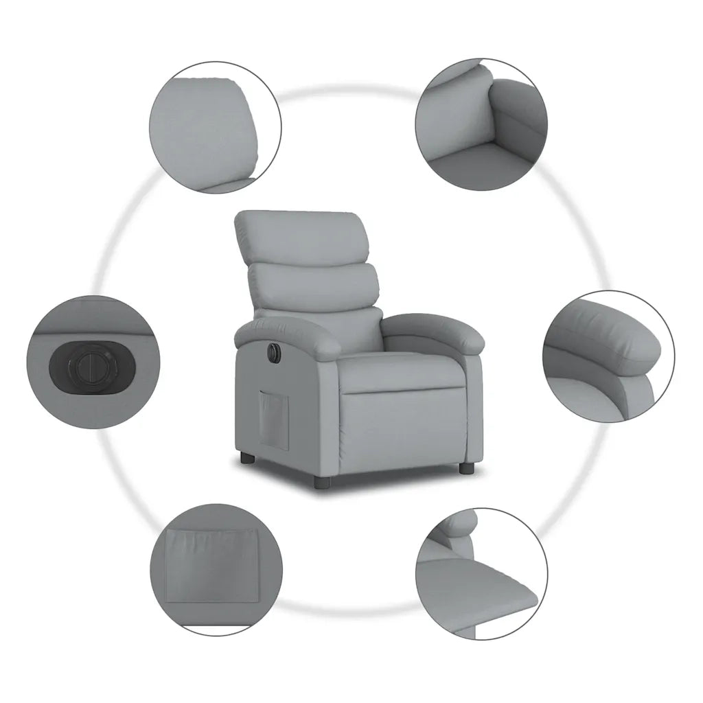 Poltrona | Sedia Relax Elettrica Reclinabile Grigio Chiaro in Tessuto