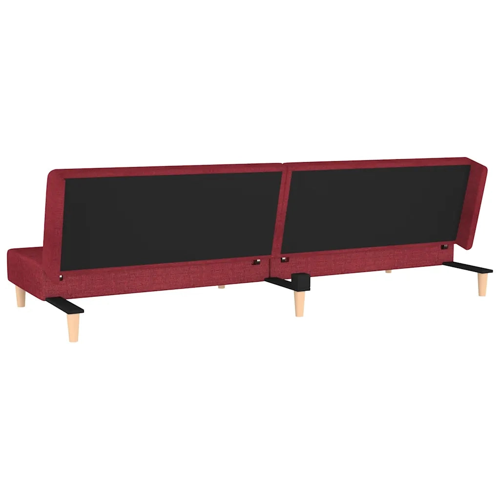 Divano Letto a 2 Posti con 2 Cuscini Rosso Vino in Tessuto 375896