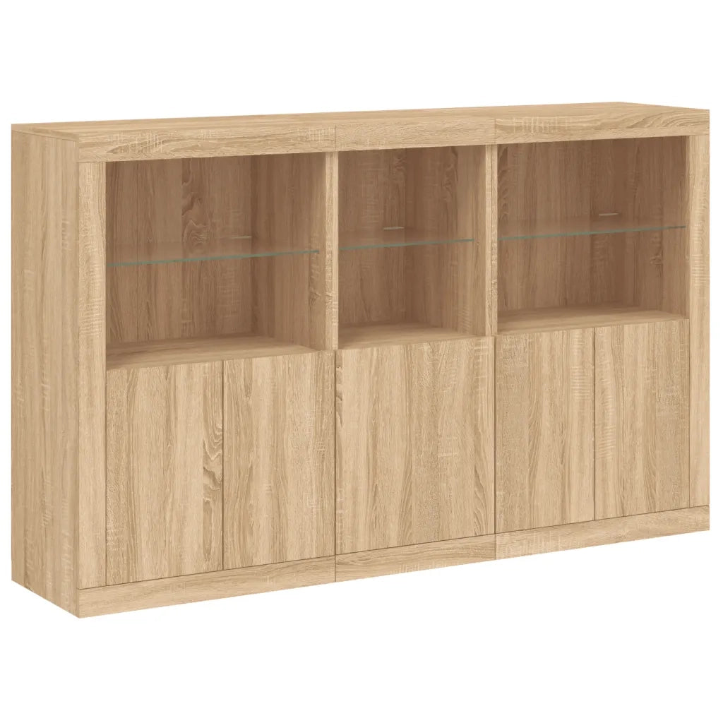 Credenza | Madia | Buffet da pranzo | Armadio da pranzo con Luci LED Rovere Sonoma 162x37x100 cm