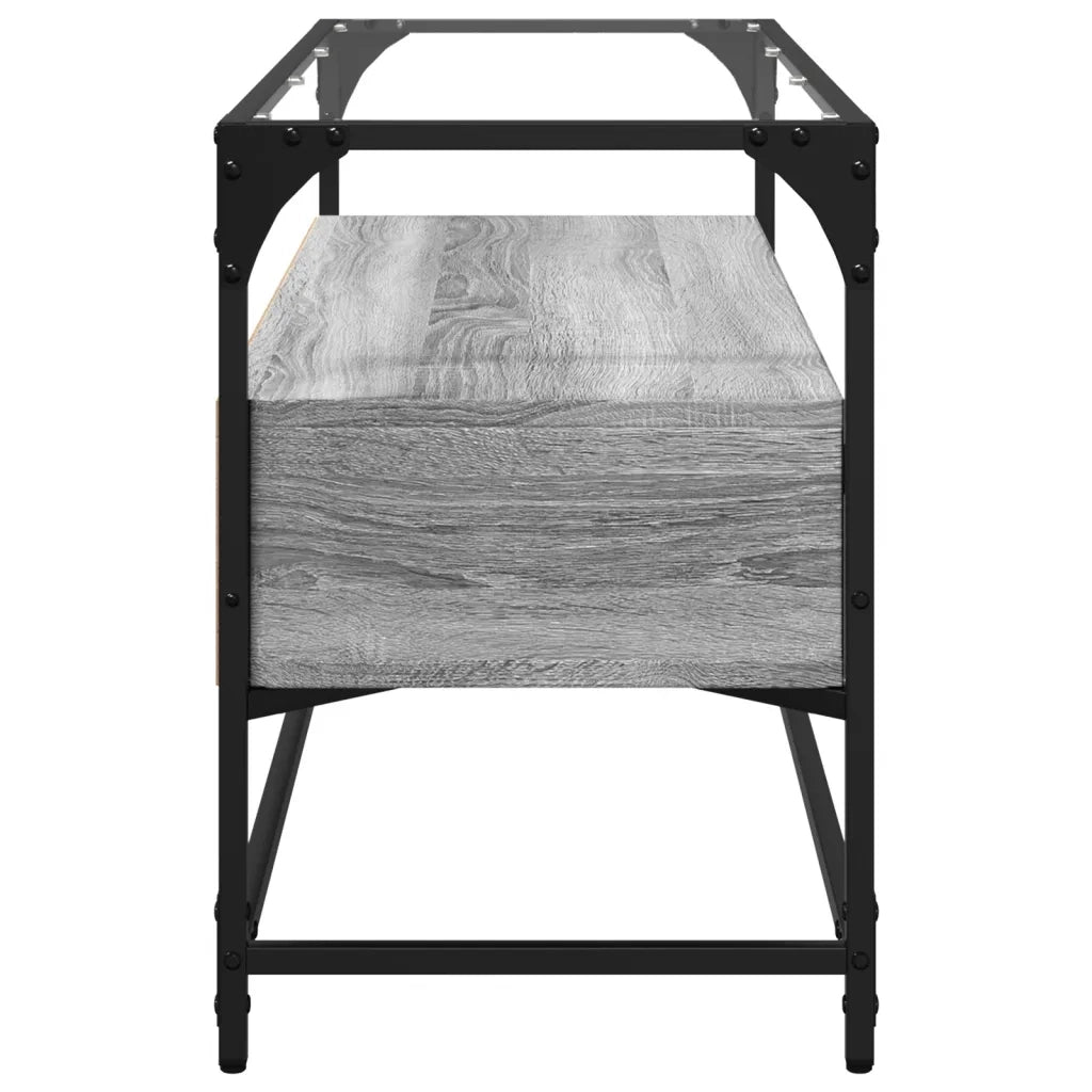 Mobile TV Piano Vetro Grigio Sonoma 98x35x51 Legno Multistrato 846067