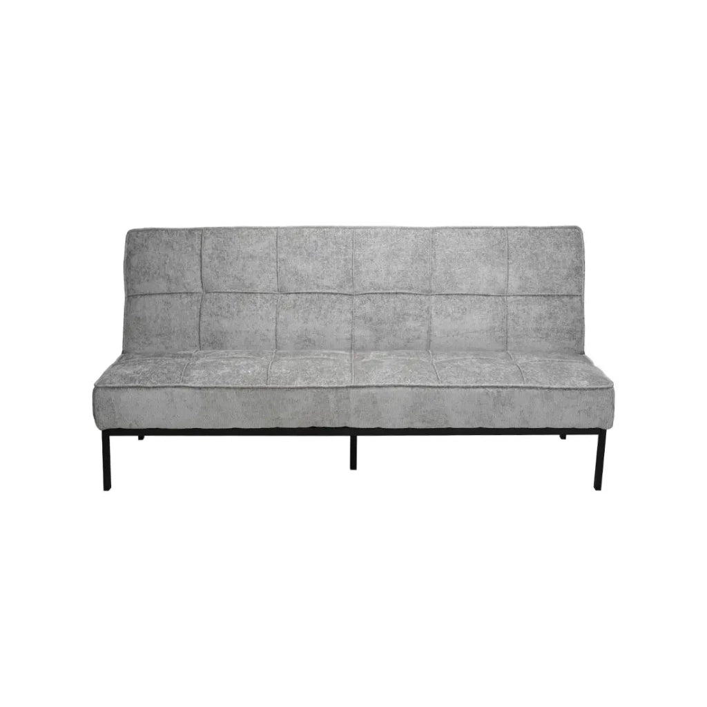 Divano letto CALMORA – Tessuto grigio – Materasso integrato – Struttura in legno – Design compatto ed elegante