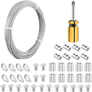 Cavo a filo di acciaio inox 304 con 7 strati di fili, 2 mm, 20 m, rivestito in vinile, con anello di contrazione in alluminio e nucleo in acciaio inox per guide per luci, linee per appendiabiti e attrezzature per esterni.