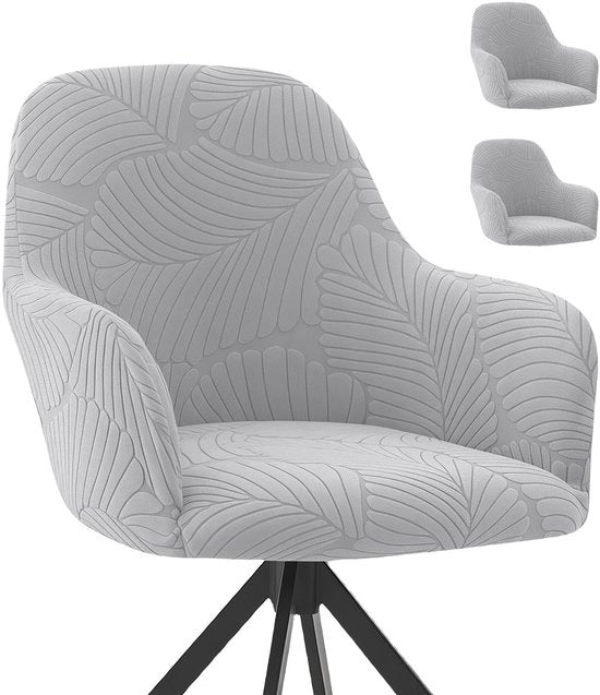 Bureaustoelhoes Elastici con Braccioli - 2 Pezzi - Tessuto Jacquard - Colore Grigio chiaro