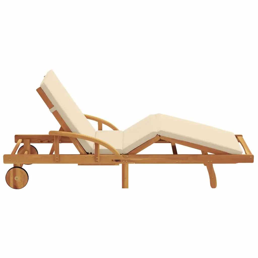 Lettino da sole Beige 200 x 67 x 84 cm Legno di Acacia Massello 4105529