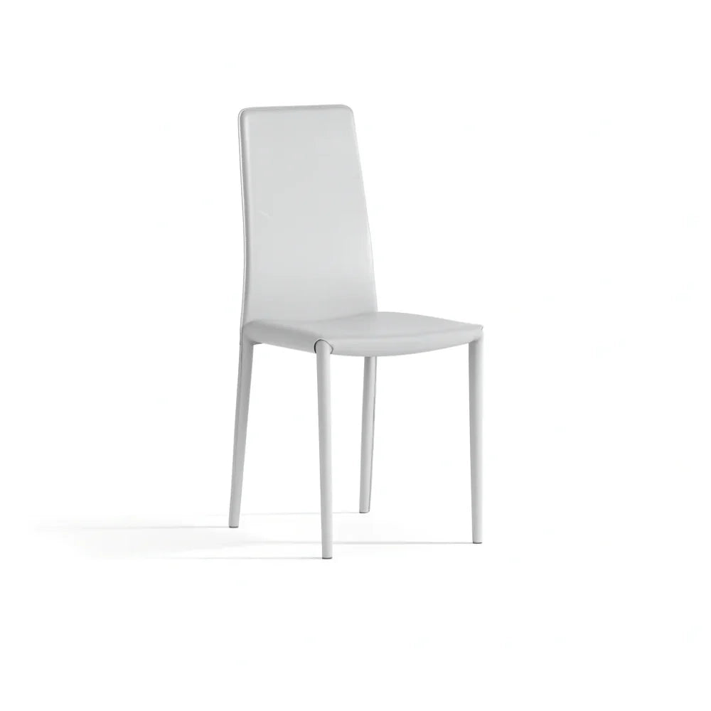 Set di 4 sedie da pranzo imbottite in similcuoio bianco Luma con struttura in metallo facili da pulire | Duzzle