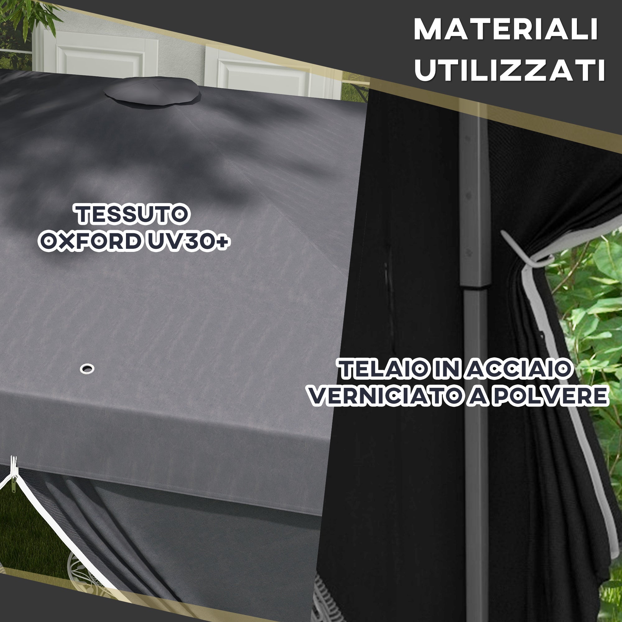 Gazebo Pieghevole 3x3m in Metallo Grigio