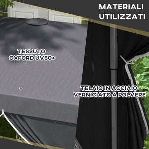 Gazebo Pieghevole 3x3m in Metallo Grigio