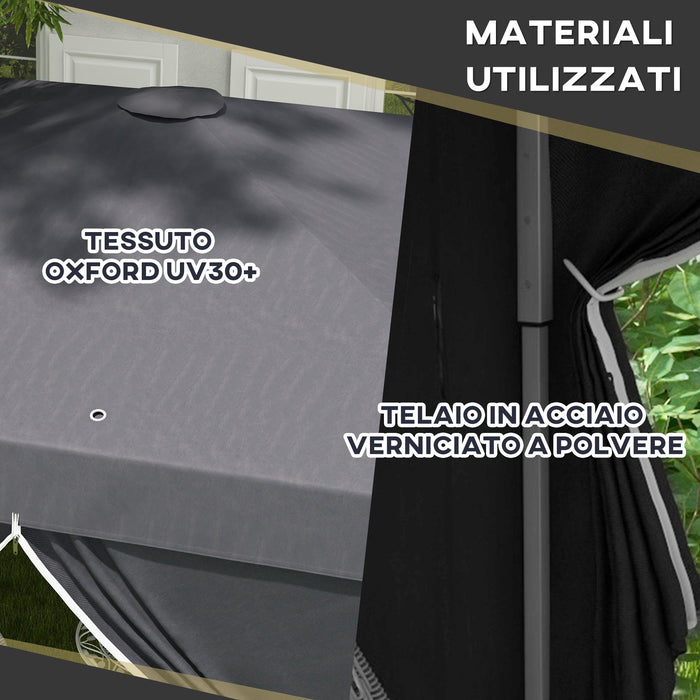 Gazebo Pieghevole 3x3m in Metallo Grigio