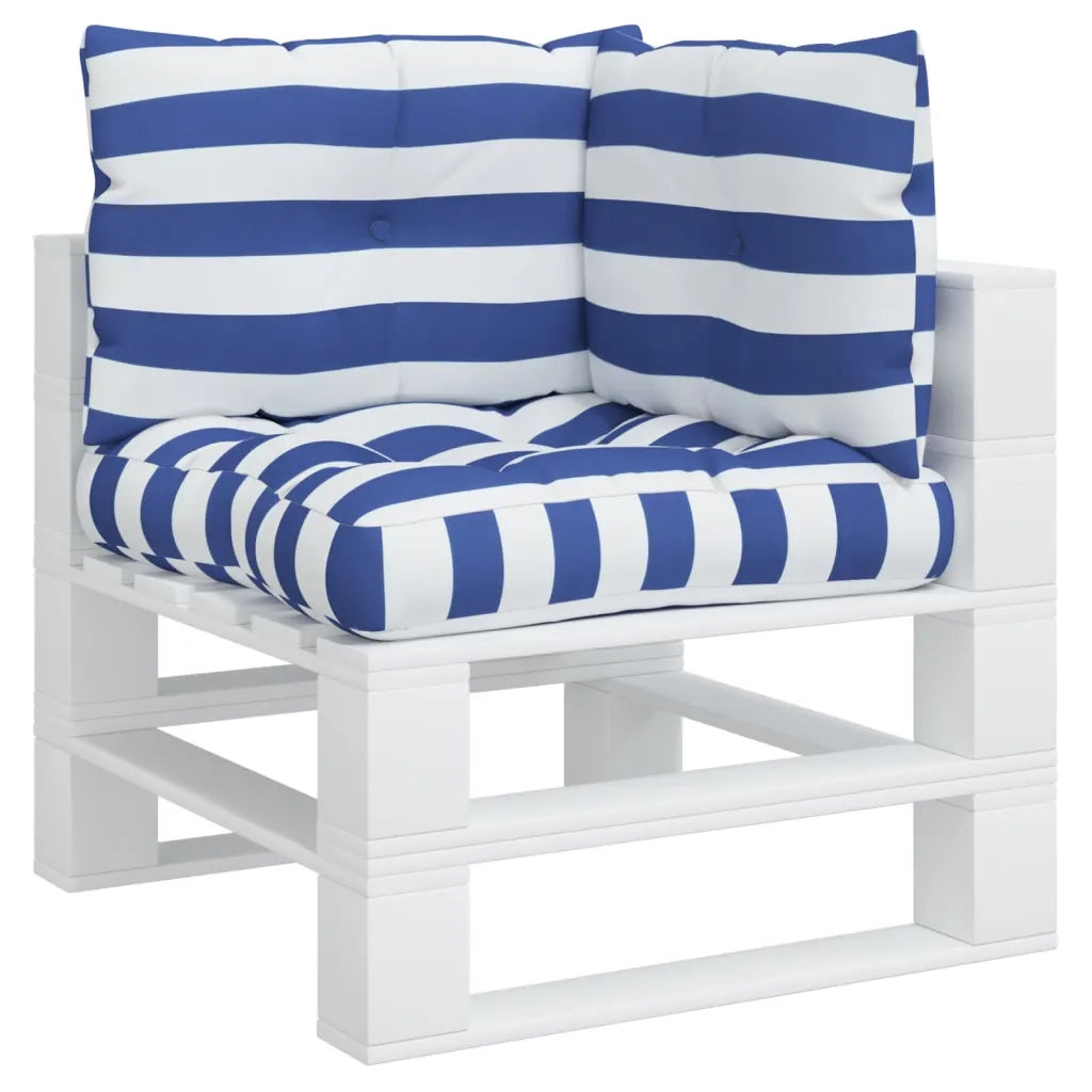 Cuscini per Pallet 3 pz Strisce Blu e Bianche Tessuto Oxfordcod mxl 119558