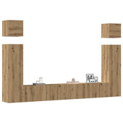 Set Mobile TV 6 pz Montato a Parete Rovere in Legno Multistrato 3329142