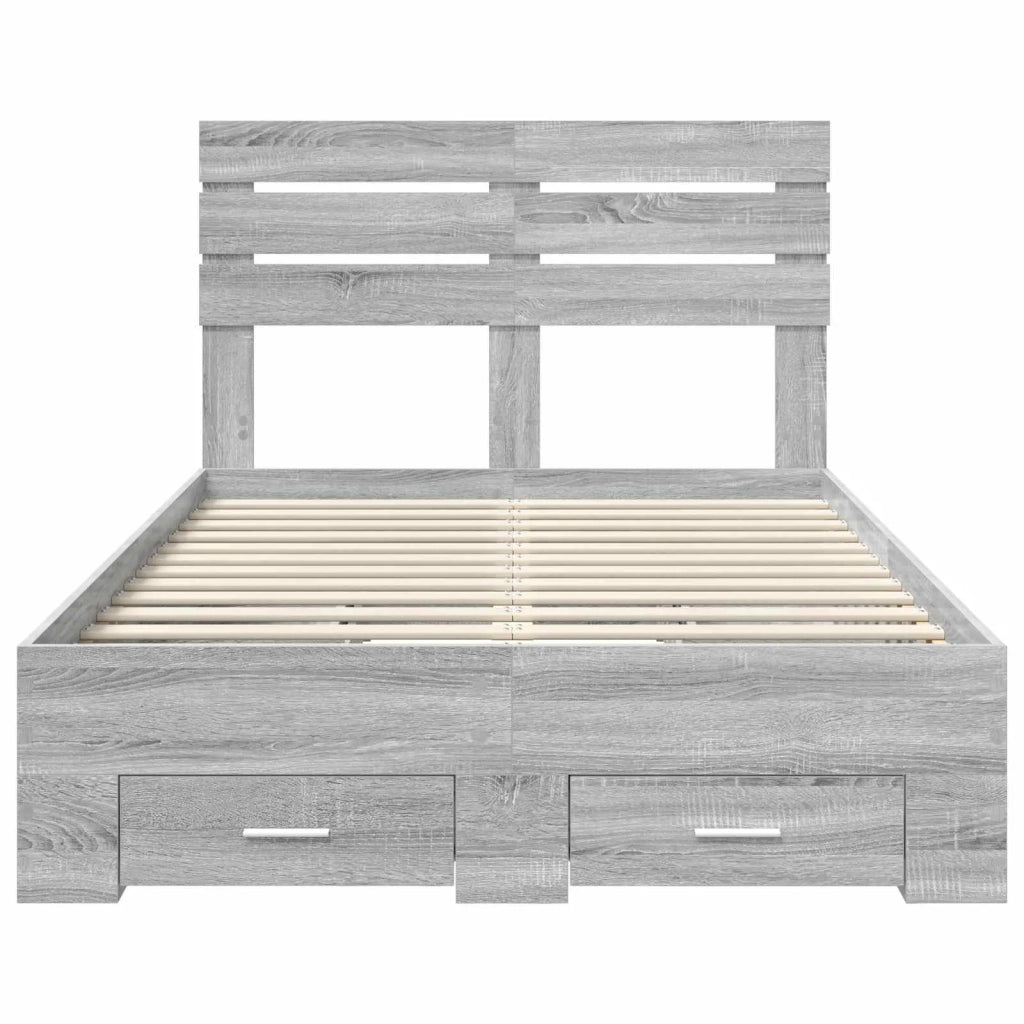 Struttura del letto con testiera Grigio Sonoma 135 x 190 cm 3411656