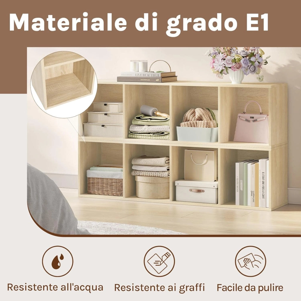 Libreria Mensola a 4 Cubi Scaffale da Esposizione Porta Libri per Casa Ufficio SK003hei4