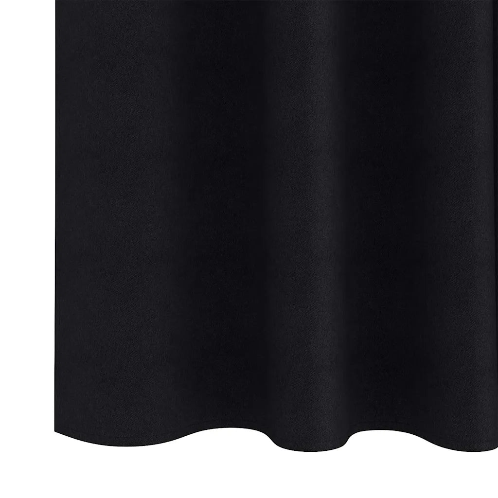 Tende Blackout con Anelli 2 pcs Nero 175 x 140 cm Poliestere 4107429