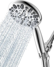 Douchekop universale 5 pollici, con 7 tipi di getto, senza tubo, idoneo per risparmio d'acqua, finitura cromata.