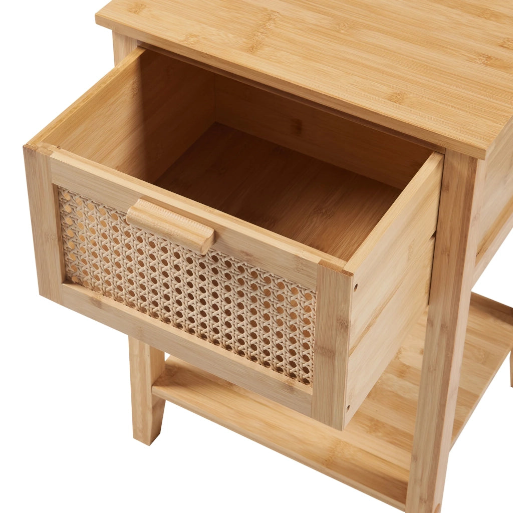 Comodino/contenitore/comodino in bambù Leirfjord 60 x 40 x 35 cm effetto rattan naturale 03_0011026