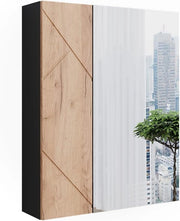 Mobile a specchio per bagno Irma, Antracite/quercia dorata, 60 x 75 cm, per montaggio a parete con superficie a specchio integrata