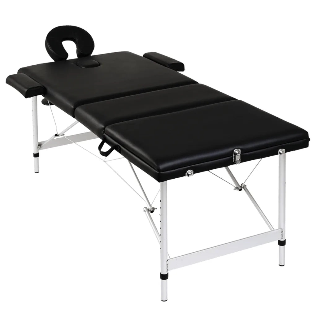 Lettino Pieghevole da Massaggio Nero 3 Zone con Telaio Alluminio CFW7802761