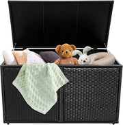 Cassapanca Per Esterni in Metallo e PE Rattan, Ideale Per Tenere in Ordine, 310 L,115 x 60 x 65/120 cm, 2 Colori (Nero)