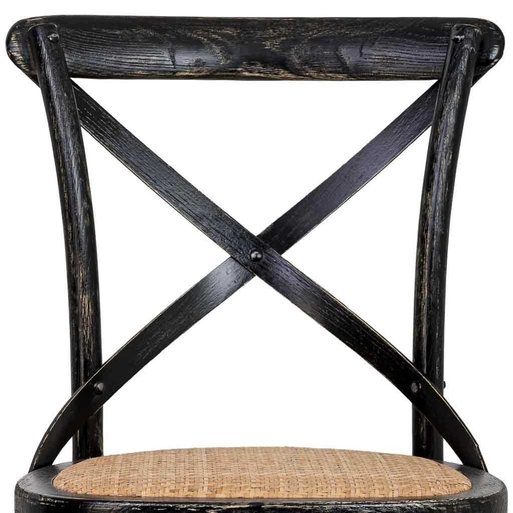 Sedia in legno con seduta in rattan nero 44x42x46/88h cm