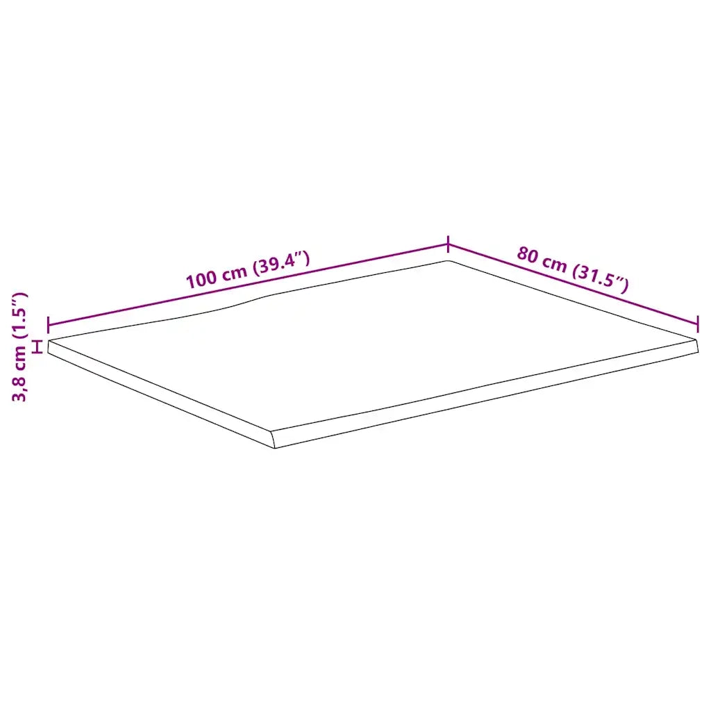 vidaXL Piano Tavolo Bordi Vivi 100x80x3,8 cm Legno di Mango Grezzo