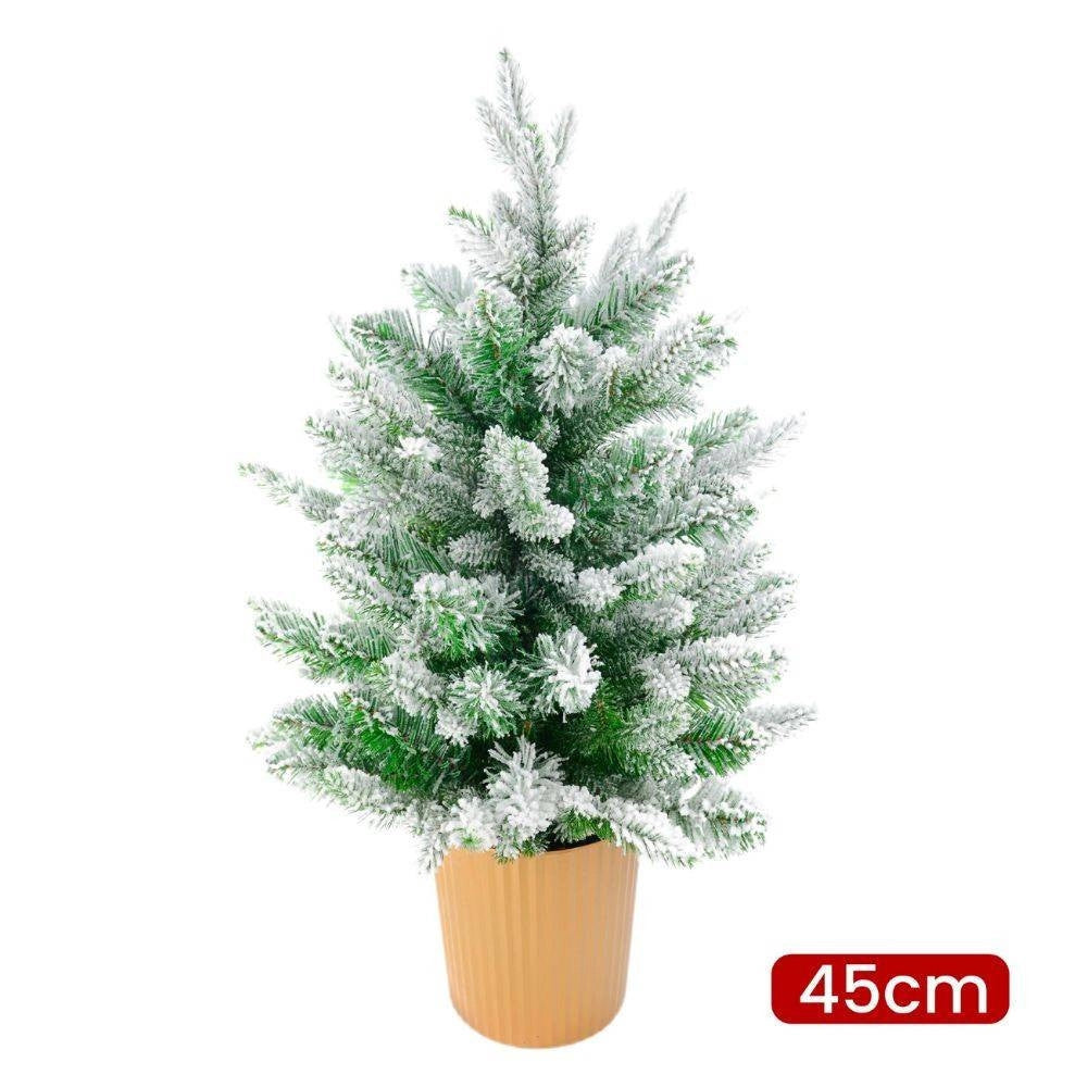 Trade Shop - Albero Di Natale Mini Effetto Innevato Dim. 45 Cm Sintetico Alberello Con Vaso -