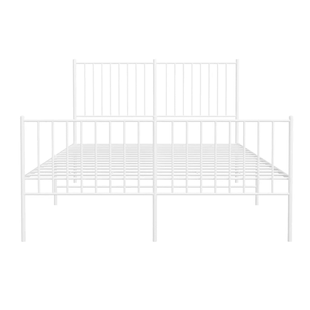 Giroletto con Testiera e Pediera Metallo Bianco 135x190 cm 350948