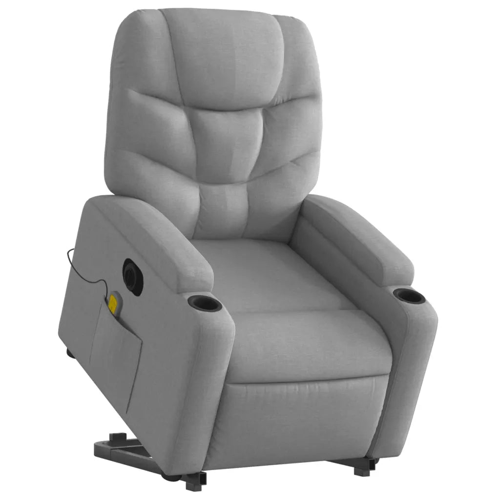 Poltrona Alzapersona Massaggi Elettrica Grigio Chiaro Tessuto 3204632