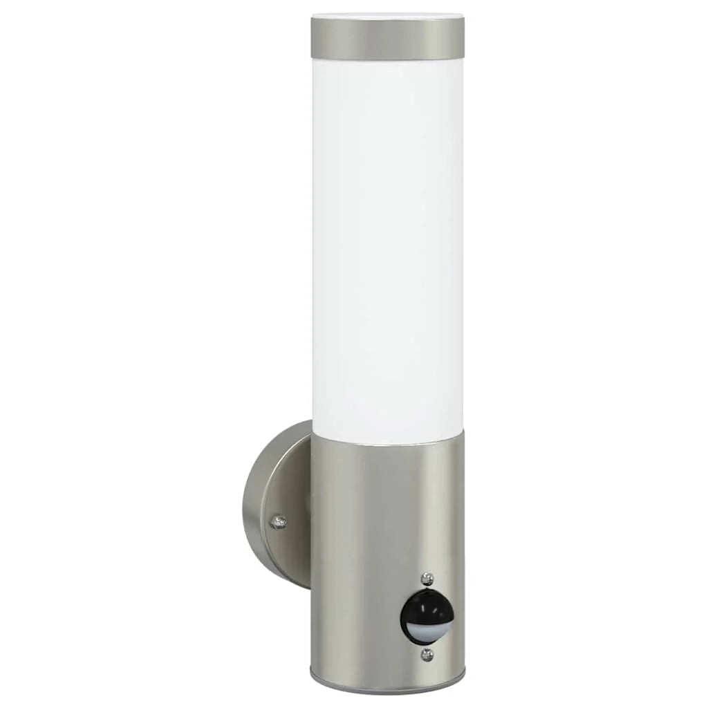 Moderna lampada da parete per esterni resistente alle intemperie 12 x 7,5 x 29 cm acciaio inox argento 02_0056485