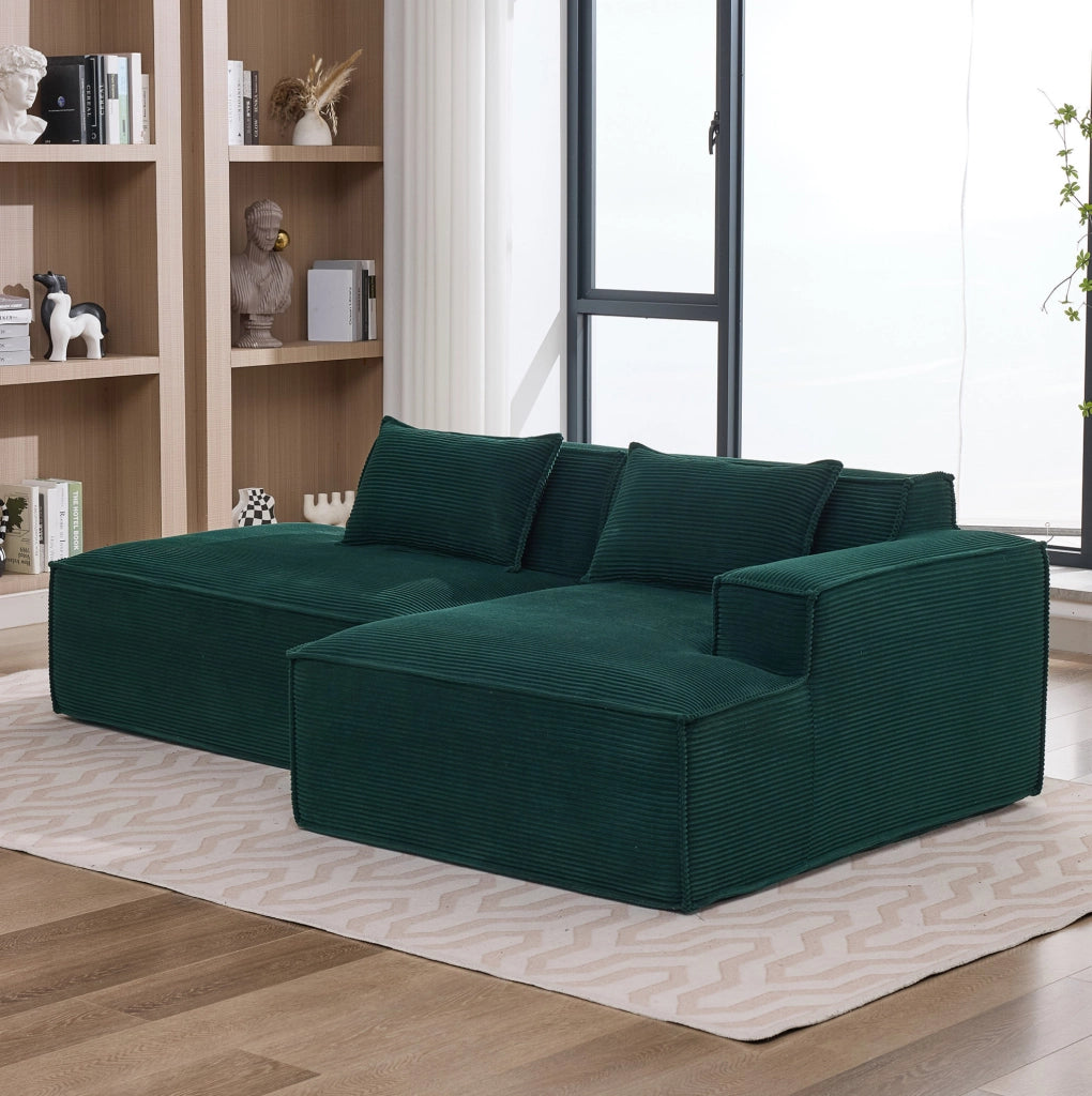 Divano imbottito 235 cm in poliestere verde retrò HAVRYA