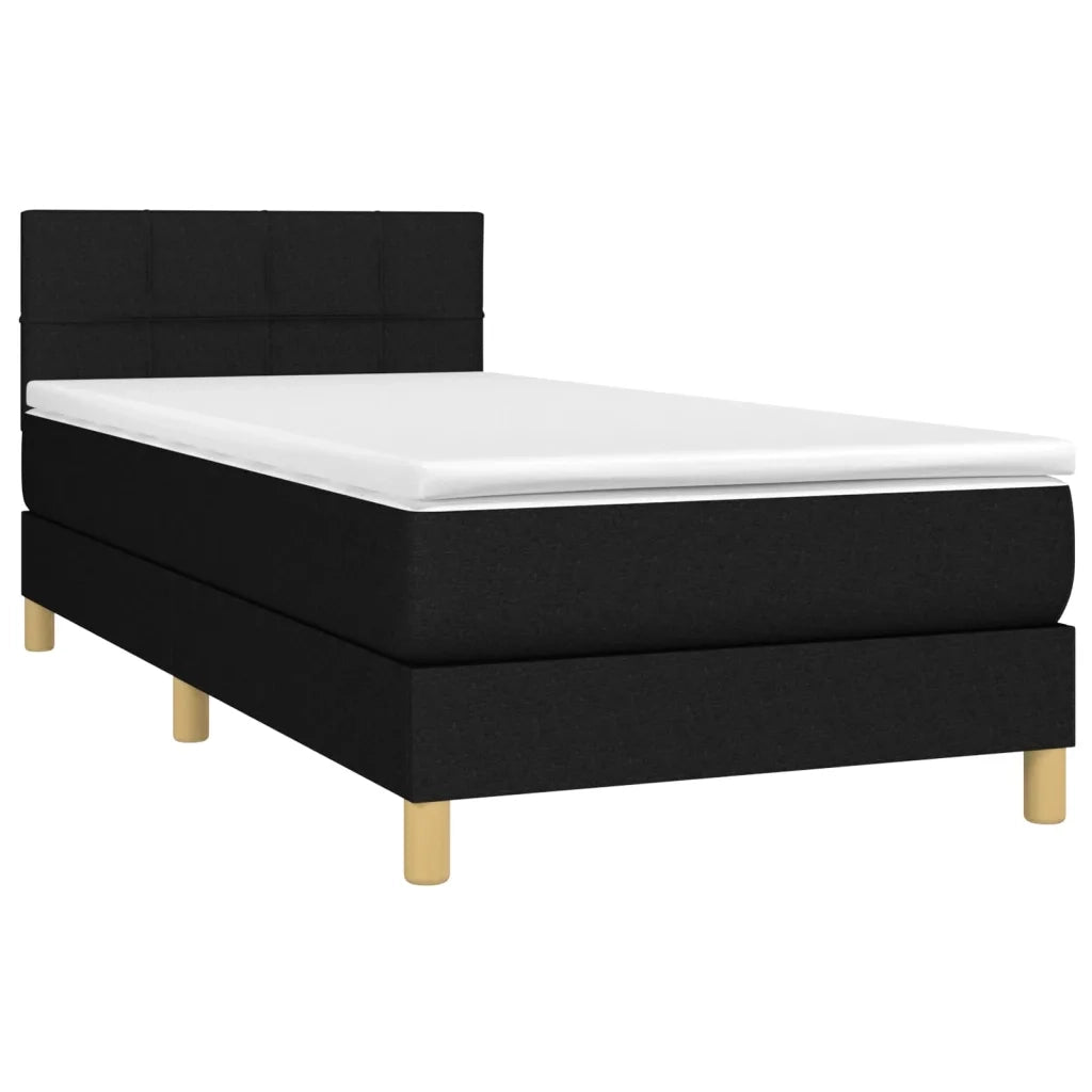 Giroletto a Molle con Materasso-Struttura Letto Nero 100x200 cm in Tessuto 837796