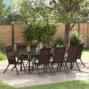 Set da pranzo da giardino 9 pezzi Marrone Polyrattan