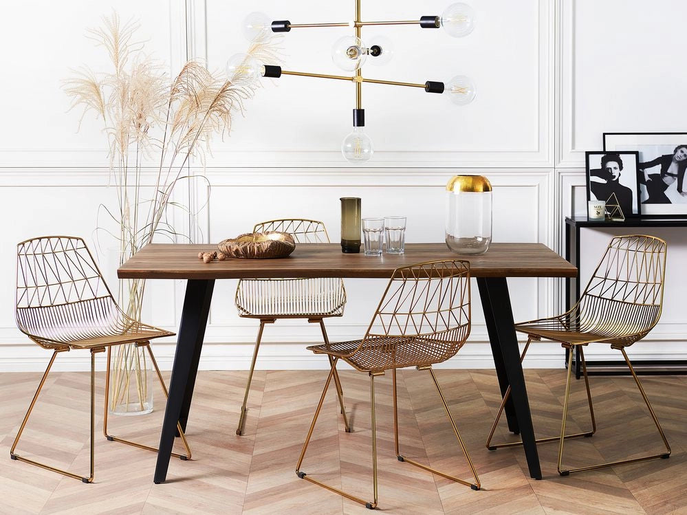Tavolo da pranzo in legno scuro 160 x 90 cm con gambe in metallo Nero da cucina