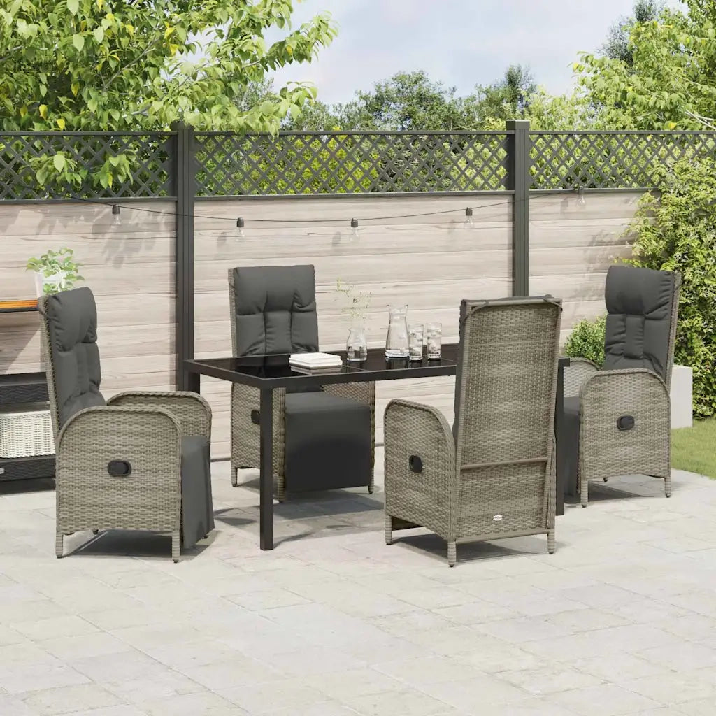 Set da Pranzo per Giardino con cuscino 5 pcs Grigio polyrattan 3380137