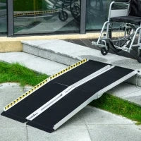Rampa per Sedia a Rotelle Pieghevole e Antiscivolo in Alluminio, 152x73cm, Capacità 272kg