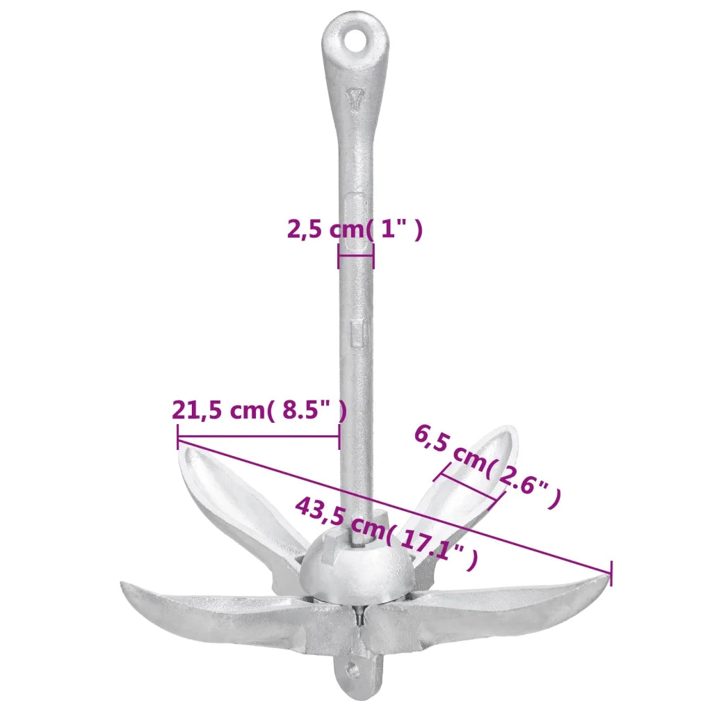 Ancora Pieghevole Argento 6 kg in Ghisa Zincata a Caldo CFW4808280