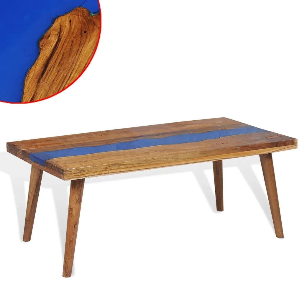 Tavolino da Salotto in Legno di Teak e Resina 100x50x40 cm 245067