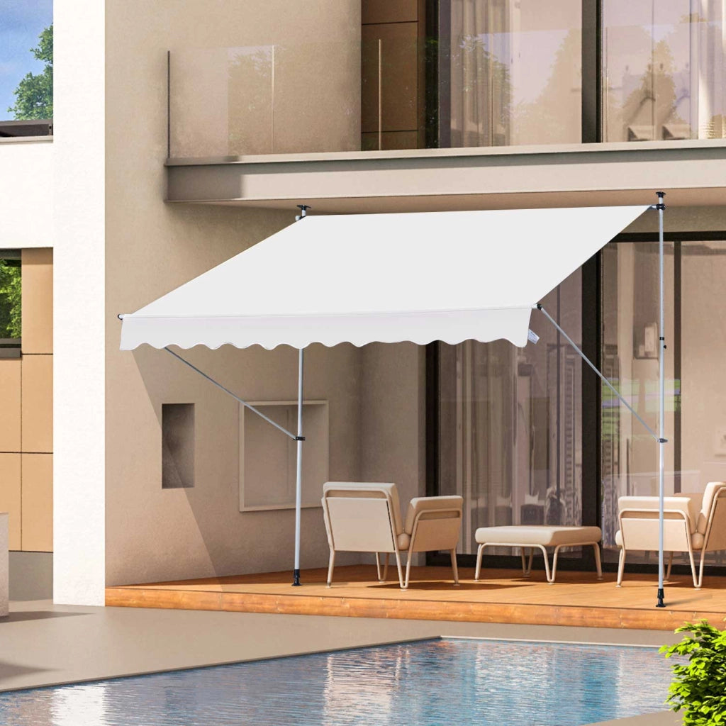 Telo da Sole Manuale Retrattile ¨C zephmum ¨C Bianco 200x150x170-280 cm