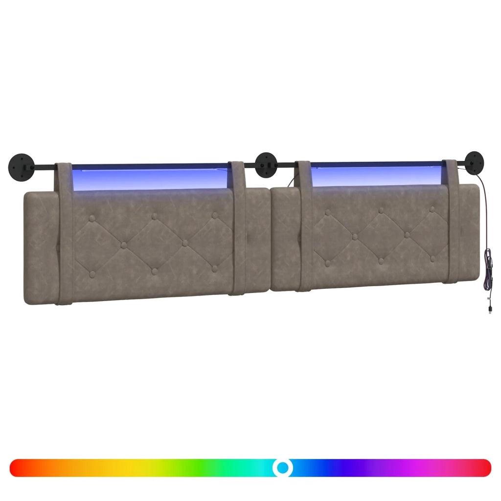 Testiera sospesa Con luce LED Grigio PU Antico 3424270